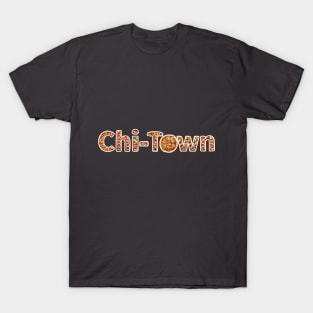 Chi-Town in Deep Dish Pizza Lettering T-Shirt